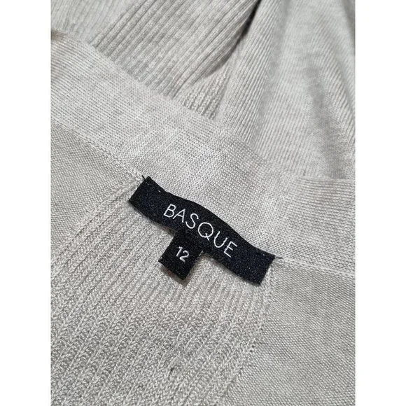 Basque Womens Stone / Oatmeal Knitted Open Long Wrap Cardigan - Size 12 - Picture 4 of 6